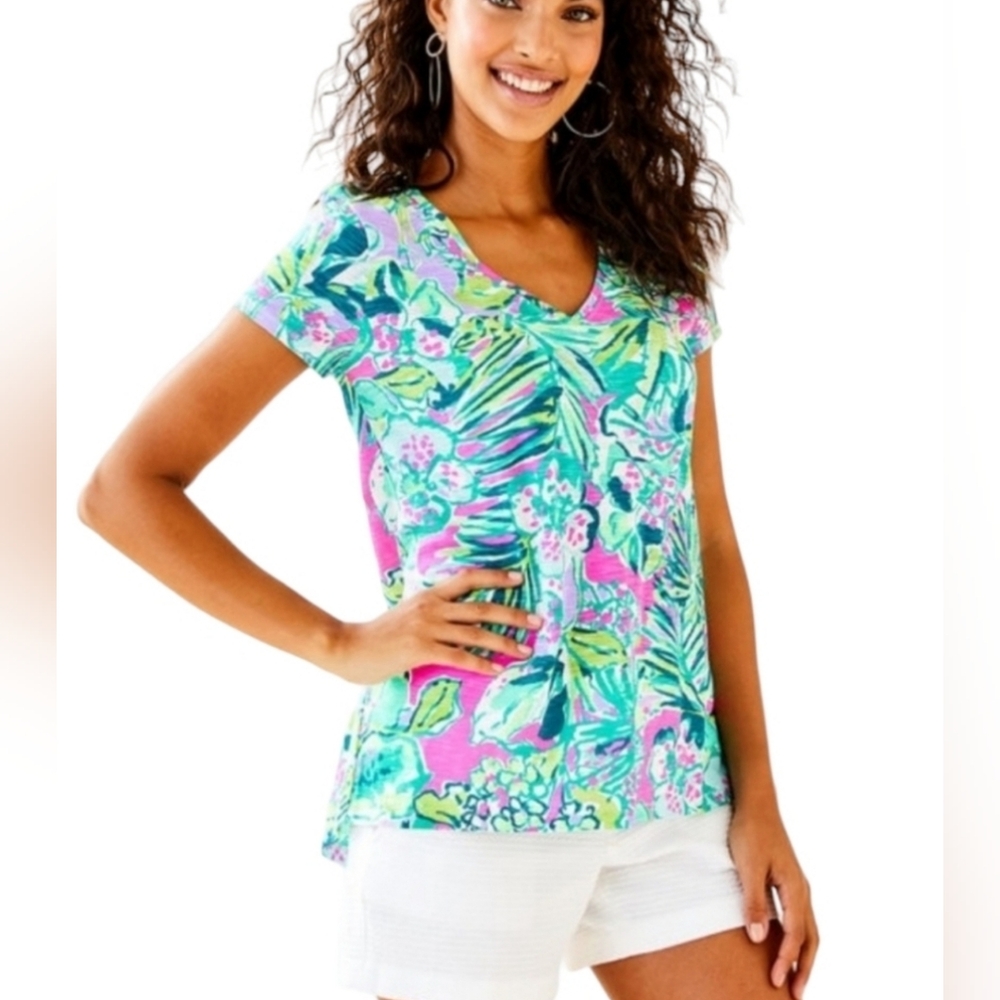 Lilly Pulitzer Etta Top Womens XS Early Bloomer